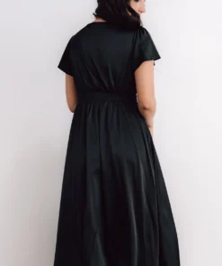JH Poppy Satin Midi Dress | Black