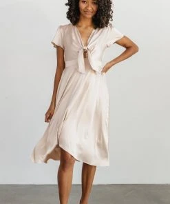 JH Dresses Poppy Satin Midi Dress | Champagne