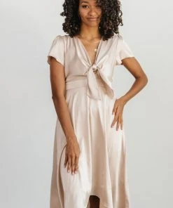 JH Dresses Poppy Satin Midi Dress | Champagne