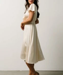 JH Dresses Poppy Satin Midi Dress | Ivory
