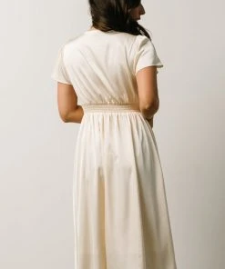 JH Dresses Poppy Satin Midi Dress | Ivory