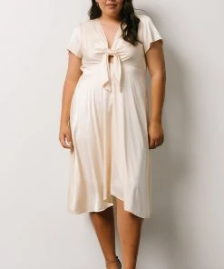 JH Dresses Poppy Satin Midi Dress | Ivory