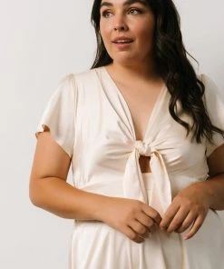 JH Dresses Poppy Satin Midi Dress | Ivory