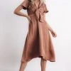 JH Poppy Satin Midi Dress | Rosy Brown