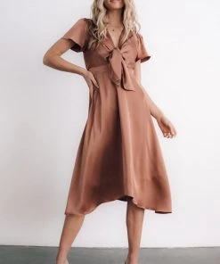 JH Poppy Satin Midi Dress | Rosy Brown