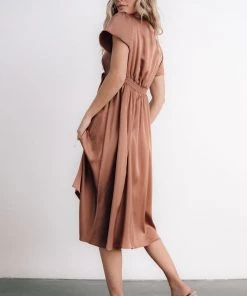 JH Poppy Satin Midi Dress | Rosy Brown