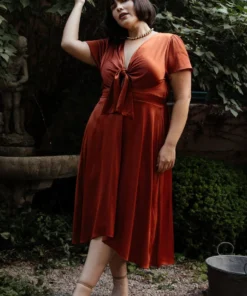 JH Dresses Poppy Satin Midi Dress | Rust