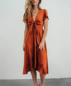 JH Dresses Poppy Satin Midi Dress | Rust