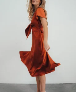 JH Dresses Poppy Satin Midi Dress | Rust