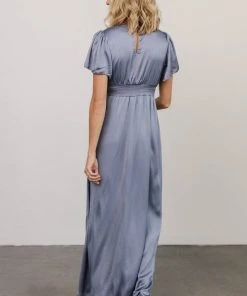 RR Prague Satin Maxi Dress | Blue Dresses