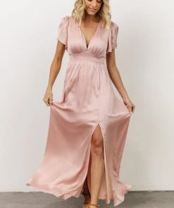 RR Prague Satin Maxi Dress | Blush