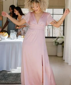 RR Prague Satin Maxi Dress | Blush