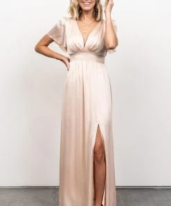 RR Dresses Prague Satin Maxi Dress | Champagne