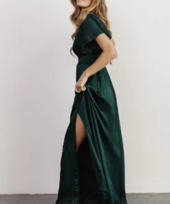 RR Prague Satin Maxi Dress | Dark Green Dresses