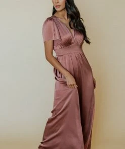 RR Prague Satin Maxi Dress | Rosy Brown Dresses