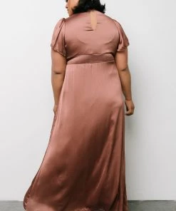 RR Prague Satin Maxi Dress | Rosy Brown Dresses