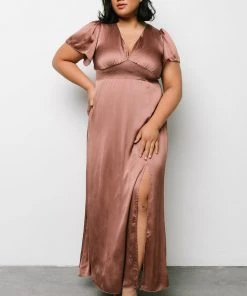 RR Prague Satin Maxi Dress | Rosy Brown Dresses