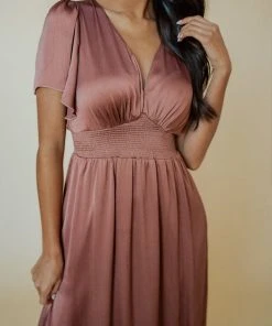 RR Prague Satin Maxi Dress | Rosy Brown Dresses
