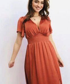 RR Prague Satin Maxi Dress | Rust Dresses
