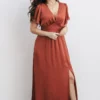 RR Prague Satin Maxi Dress | Rust Dresses