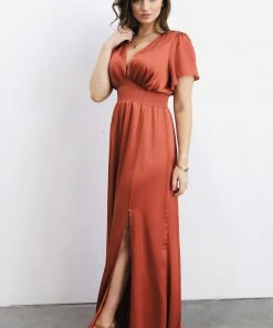RR Prague Satin Maxi Dress | Rust Dresses