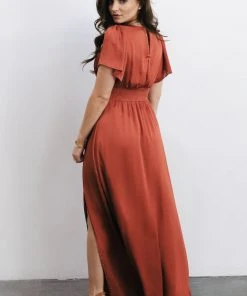 RR Prague Satin Maxi Dress | Rust Dresses
