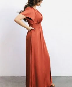 RR Prague Satin Maxi Dress | Rust Dresses