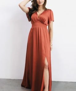 RR Prague Satin Maxi Dress | Rust Dresses