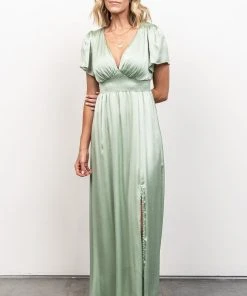 RR Dresses Prague Satin Maxi Dress | Sage
