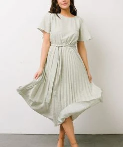 POL Dresses Prim Pleated Dress | Yellow + Sage Floral