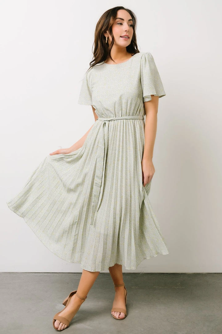 POL Dresses Prim Pleated Dress | Yellow + Sage Floral 4 POL Dresses Prim Pleated Dress | Yellow + Sage Floral