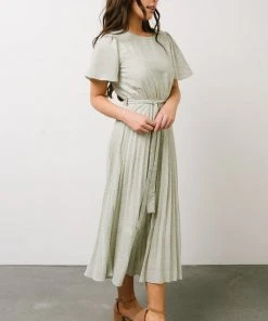 POL Dresses Prim Pleated Dress | Yellow + Sage Floral