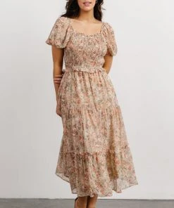 HAY Priscilla Smocked Midi Dress | Dusty Pink Floral