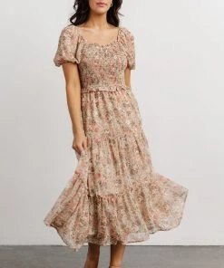 HAY Priscilla Smocked Midi Dress | Dusty Pink Floral