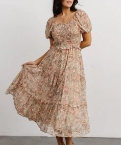 HAY Priscilla Smocked Midi Dress | Dusty Pink Floral