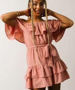 FT Dresses Rachel Off Shoulder Mini Dress | Mauve