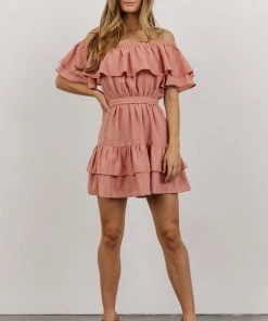 FT Dresses Rachel Off Shoulder Mini Dress | Mauve