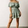 FT Rachel Off Shoulder Mini Dress | Sage