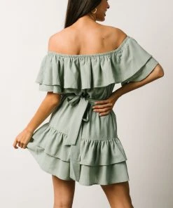 FT Rachel Off Shoulder Mini Dress | Sage