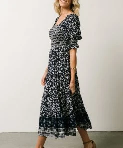 IL Dresses Ramona Smocked Midi Dress | Navy Floral Print 15 IL Dresses Ramona Smocked Midi Dress | Navy Floral Print
