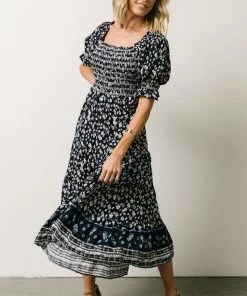 IL Dresses Ramona Smocked Midi Dress | Navy Floral Print 13 IL Dresses Ramona Smocked Midi Dress | Navy Floral Print