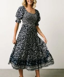 IL Dresses Ramona Smocked Midi Dress | Navy Floral Print 18 IL Dresses Ramona Smocked Midi Dress | Navy Floral Print