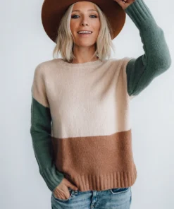 LUM Randi Color Block Sweater | Natural Tops