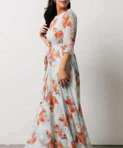 BB Custom Rebecca Maxi Dress | Blue + Coral Blossom 10 BB Custom Rebecca Maxi Dress | Blue + Coral Blossom