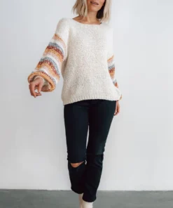 LUM Robledo Chunky Knit Stripe Sweater | Oatmeal