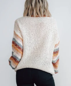 LUM Robledo Chunky Knit Stripe Sweater | Oatmeal