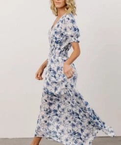 HAY Robyn Maxi Dress | Blue Watercolor Print