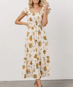 SL Rory Smocked Midi Dress | Orange Blossom