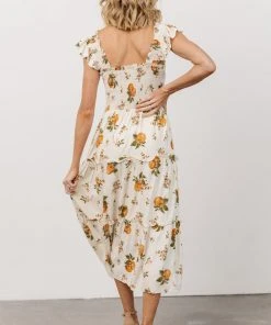 SL Rory Smocked Midi Dress | Orange Blossom