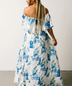 Soi Rosalie Off Shoulder Maxi Dress | Blue Floral 3 Soi Rosalie Off Shoulder Maxi Dress | Blue Floral